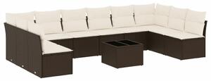VidaXL 11 részes barna polyrattan kerti ülőgarnitúra párnákkal