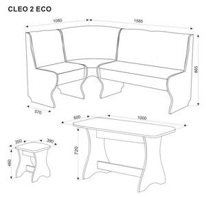 CLEO 2 ECO sarok étkezőpad + 2 szék