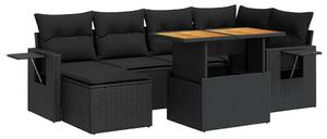VidaXL Polyrattan Kerti Ülőgarnitúra - 7 részes - Fekete