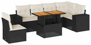 VidaXL Polyrattan Kerti Ülőgarnitúra - 7 részes - Fekete