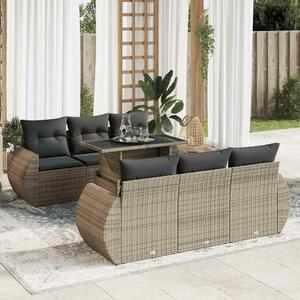 VidaXL Polyrattan Kerti Ülőgarnitúra - 7 részes - Szürke