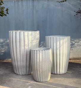 Kaspó kerámia Mondex Hevra 46x46x68/38x38x58/29x29x44cm krém 3db