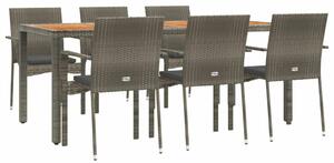 Polyrattan Kerti Étkezőgarnitúra - 7 részes - Szürke