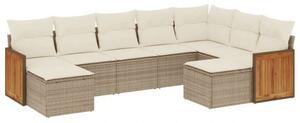 VidaXL Polyrattan Kerti Ülőgarnitúra - 9 részes - Bézs