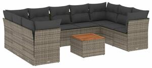 VidaXL Polyrattan Kerti Ülőgarnitúra - 10 részes - Szürke