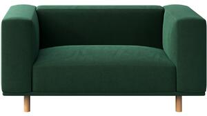 Sötétzöld bársony kétszemélyes kanapé Ame Yens Kukumo 160 cm