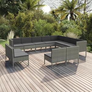 VidaXL 12 részes szürke polyrattan kerti ülőgarnitúra párnákkal