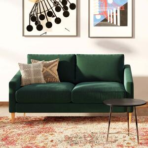 Sötétzöld bársony kétüléses kanapé Ame Yens Karoto 170 cm