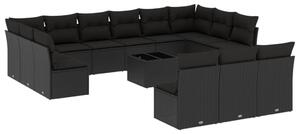 VidaXL Polyrattan Kerti Ülőgarnitúra - 14 részes - Fekete