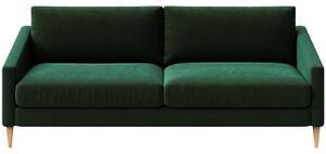 Sötétzöld bársony háromszemélyes kanapé Ame Yens Karoto 200 cm