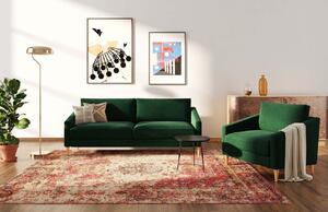 Sötétzöld szövet háromszemélyes kanapé Ame Yens Karoto 200 cm
