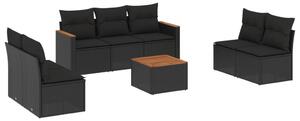 VidaXL Polyrattan Kerti Ülőgarnitúra - 8 részes - Fekete
