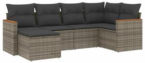 VidaXL Polyrattan Kerti Ülőgarnitúra - 6 részes - Szürke