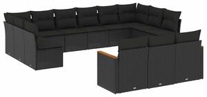 VidaXL Polyrattan Kerti Ülőgarnitúra - 13 részes - Fekete