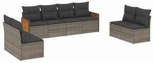 Polyrattan Kerti Ülőgarnitúra - 8 részes - Szürke