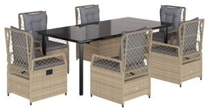 VidaXL Polyrattan Kerti Étkezőgarnitúra - 7 részes - Bézs