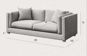 Kékszürke szövet háromszemélyes kanapé Ame Yens Pomo 235 cm