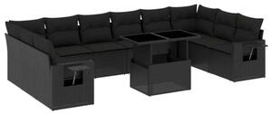 VidaXL Polyrattan Kerti Ülőgarnitúra - 11 részes - Fekete