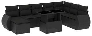 VidaXL Polyrattan Kerti Ülőgarnitúra - 9 részes - Fekete