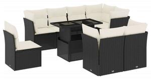 VidaXL Polyrattan Kerti Ülőgarnitúra - 9 részes - Fekete