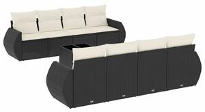 VidaXL Polyrattan Kerti Ülőgarnitúra - 9 részes - Fekete