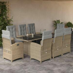 VidaXL Polyrattan Kerti Étkezőgarnitúra - 9 részes - Bézs