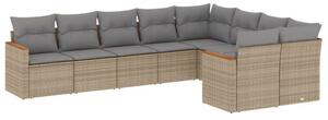 Polyrattan Kerti Ülőgarnitúra - 9 részes - Bézs