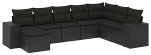 Polyrattan Kerti Ülőgarnitúra - 8 részes - Fekete