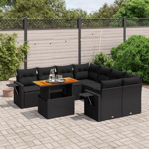 VidaXL Polyrattan Kerti Ülőgarnitúra - 8 részes - Fekete