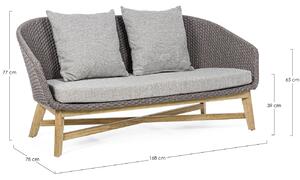 Szürke fonott kerti kétüléses kanapé Bizzotto Coachella 168 cm