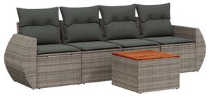 VidaXL 5 részes szürke polyrattan kerti ülőgarnitúra