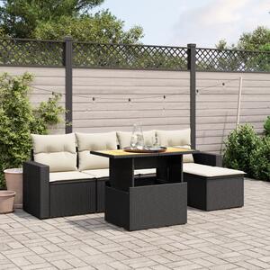 VidaXL Polyrattan Kerti Ülőgarnitúra - 6 részes - Fekete