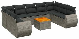 VidaXL 10 részes szürke polyrattan kerti ülőgarnitúra párnákkal