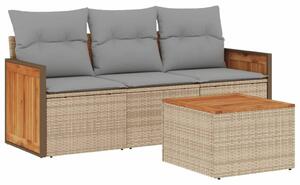 VidaXL Polyrattan Kerti Ülőgarnitúra - 4 részes - Bézs