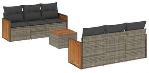 Polyrattan Kerti Ülőgarnitúra - 7 részes - Szürke