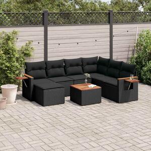 VidaXL Polyrattan Kerti Ülőgarnitúra - 8 részes - Fekete