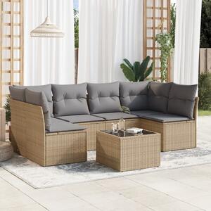 VidaXL Polyrattan Kerti Ülőgarnitúra - 7 részes, Bézs