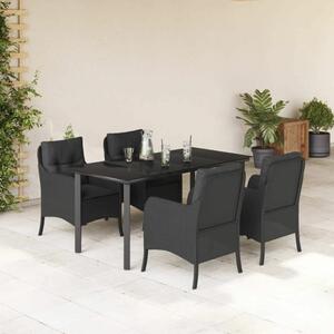 VidaXL - 5 Részes Kerti Étkezőgarnitúra - Polyrattan - Fekete