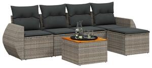 VidaXL Polyrattan Kerti Ülőgarnitúra - 6 részes - Szürke