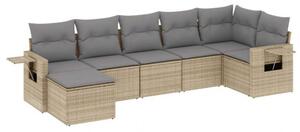 VidaXL Polyrattan Kerti Ülőgarnitúra - 7 részes - Bézs