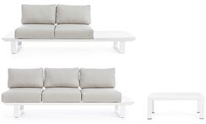 Fehér-bézs kerti garnitúra két kanapéból és egy asztalból Bizzotto Konnor