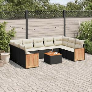 VidaXL Polyrattan Kerti Ülőgarnitúra - 10 részes - Fekete