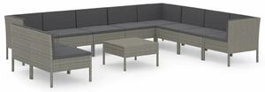 Polyrattan Kerti Ülőgarnitúra - 11 részes - Szürke