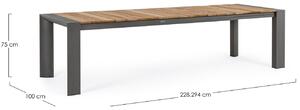 Teak kerti összecsukható étkezőasztal Bizzotto Cameron 228/294 x 100 cm