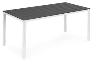 Kerti asztal, MultiGarden SAK-156-4-5, szürke/fehér, 156 x 78 cm, 6 személyes, magasság: 74 cm, fahatású műanyag asztallap, porszórt acél váz, teherbírás: 150 kg