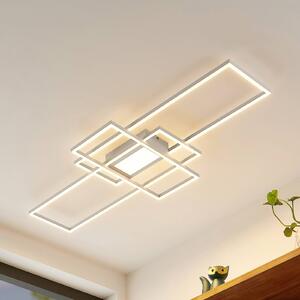 Lindby LED mennyezeti lámpa Caitlin, fehér, fém, 105cm, dimmelhető, Fehér / opál, Nappali / Étkező, fém, Modern
