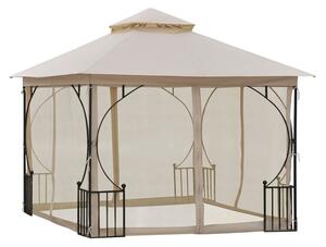 Outsunny kerti pavilon dupla fém és poliészter tetővel, bézs, 3x3m
