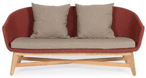 Vörös-bézs fonott kerti kétüléses kanapé Bizzotto Coachella 168 cm
