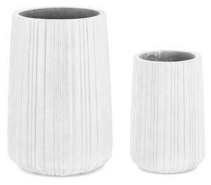 Két fehér cementes kerti edény készlete Bizzotto Halong 32/45 cm