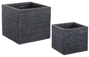 Két fekete beton kerti edény készlete Bizzotto Grafiet 30/40 x 30/40 cm
